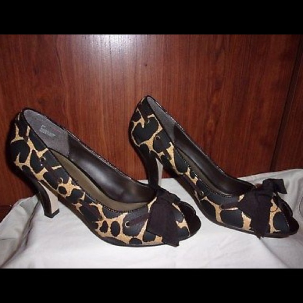 Brown/Black Cheetah Animal Print Heels,New! Sz9